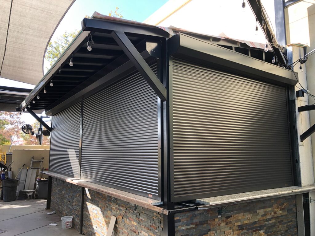 Commercial shutters on a storefront